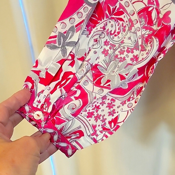 Sharon Young, size small Pink, white, and gray blouse - Picture 4 of 5